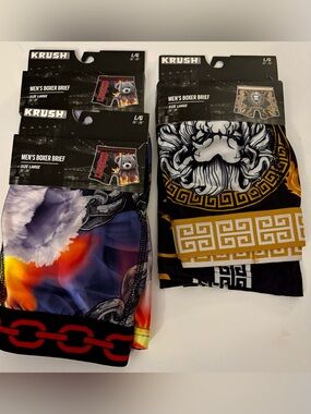 3 Pairs NEW In Pkg Teddy Bears & Lion Boxer Briefs Men's Size LARGE 36/38 Krush